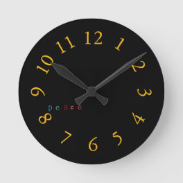 Gold Peace Round Clock