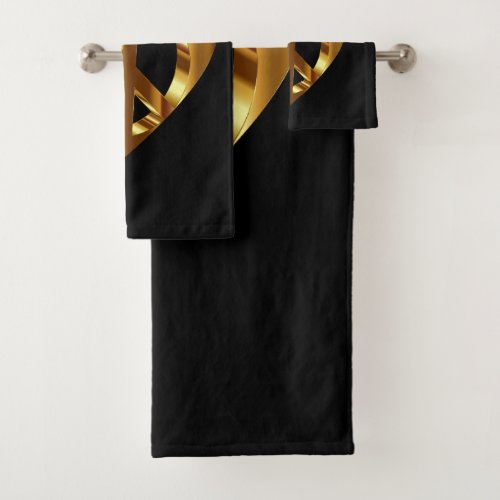 Gold Peace Sign With A Gold Heart Bath Towel Set