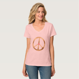 Gold Peace Sign with Heart T-Shirt
