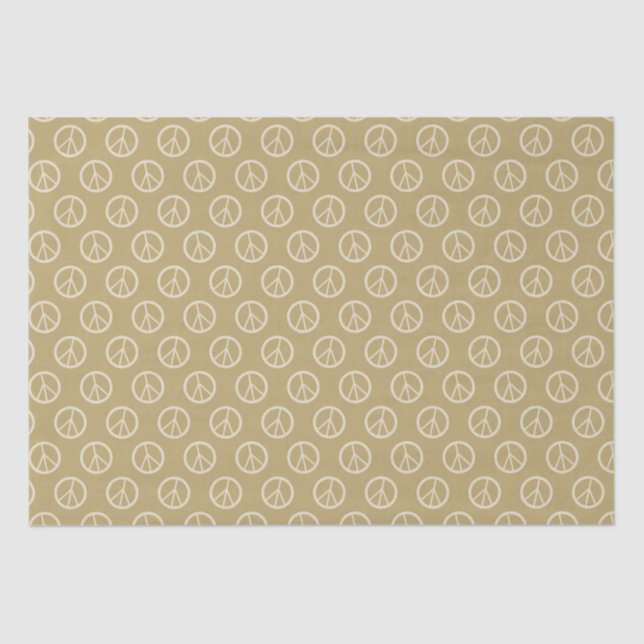 Gold Peace Signs Tissue Paper (Front)