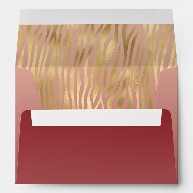 Gold Peach Red Zebra Stripes Envelope (Back (Bottom))