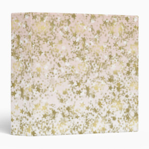 Gold Peach Stars Confetti Abstract 3 Ring Binder