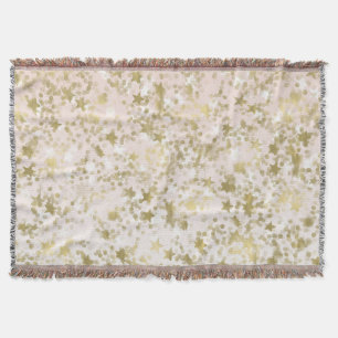 Gold Peach Stars Confetti Abstract Throw Blanket