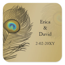 gold peacock envelopes seals