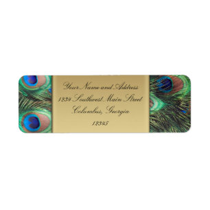 Gold Peacock Feather Elegant Address Label