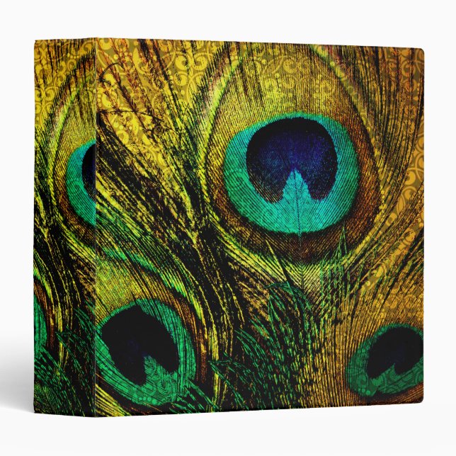 Gold Peacock Feather Pattern Binder (Front/Spine)