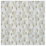 Gold - Peacock Feathers Running Print Fabric