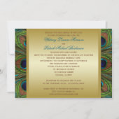 Gold Peacock Feathers Wedding Invitation (Back)