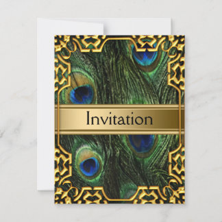 Gold peacock Invitation Any Party