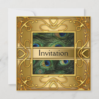 Gold Peacock  Invitation Any Party
