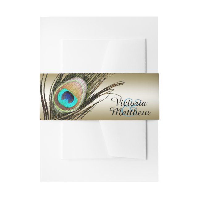 Gold Peacock Invitation Belly Band (Front Example)
