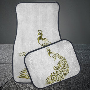 Gold Peacock Personalized Car Mats