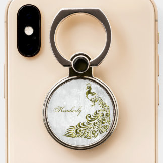 Gold Peacock Personalized Ring Holder
