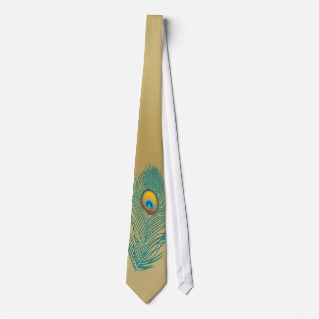 gold peacock plume necktie (Front)