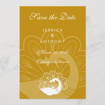 Gold Peacock Save The Date by simplysostylish at Zazzle