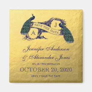 Gold Peacock Save the Date Magnet