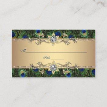 Gold Peacock Seating Place Cards by decembermorning at Zazzle