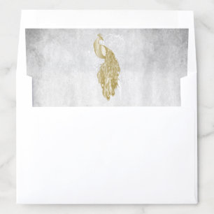 Gold Peacock Wedding Envelope Liner
