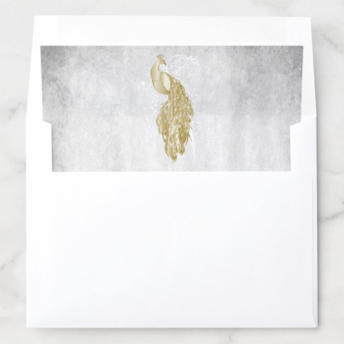 Gold Peacock Wedding Envelope Liner