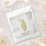 Gold Peacock Wedding Favor Bag<br><div class="desc">Pass out wedding favors for your guests with a set of Gold Peacock Wedding Favor Bag.  Bag design features an elegant peacock against delicate foliage and grunge background.   Personalize with the groom and bride's names along with the wedding date. Additional wedding stationery available with this design as well.</div>