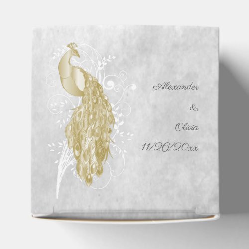 Gold Peacock Wedding Favor Box