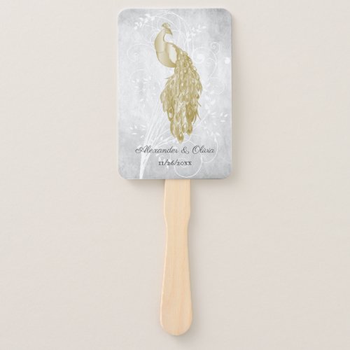 Gold Peacock Wedding Favor Hand Fan