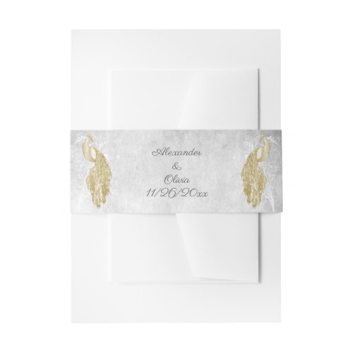 Gold Peacock Wedding Invitation Belly Band