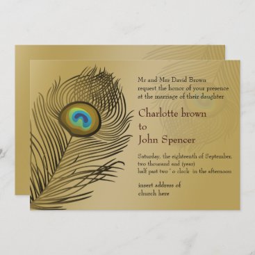 gold peacock wedding  Invitations