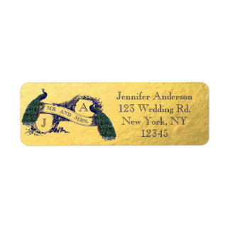 Gold Peacock Wedding Label