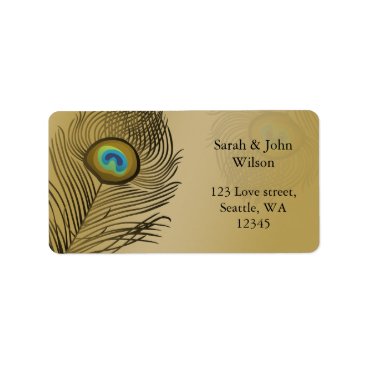 gold peacock wedding label