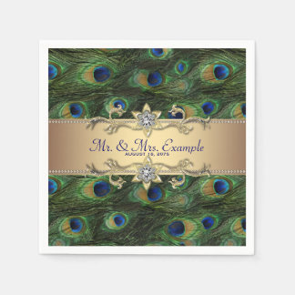Gold Peacock Wedding Paper Napkin