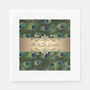 Gold Peacock Wedding Paper Napkins
