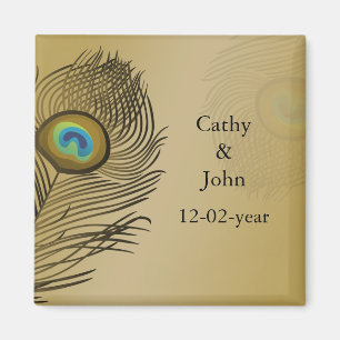 gold peacock wedding save the date magnet