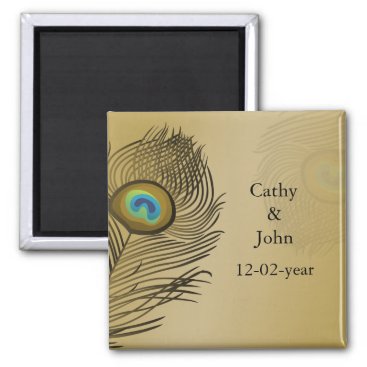 gold peacock wedding save the date magnet