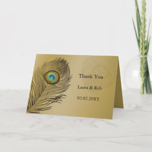 gold peacock wedding Thank You Card