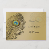 gold peacock wedding Thank You Invitation