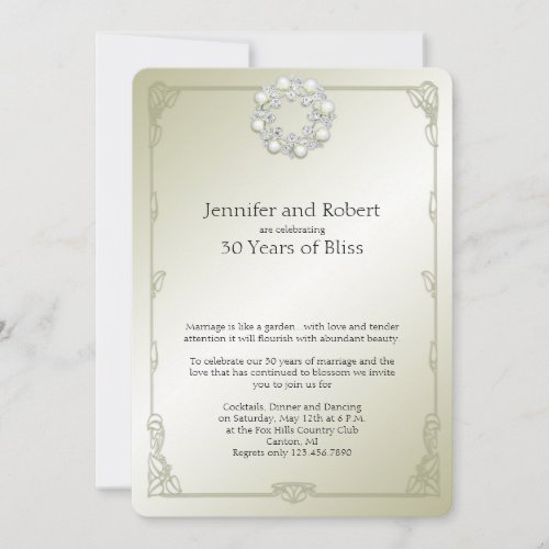 Gold Pearl 30th Wedding Anniversary Invitation