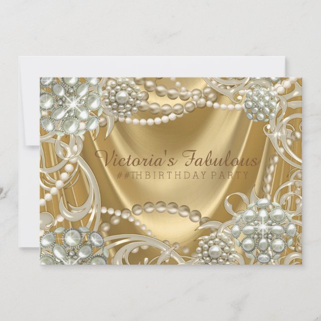 Gold Pearl Birthday Party Invitation (Front)