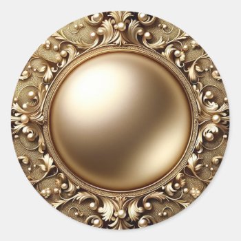 Gold Pearl Blank Template Classic Round Sticker by bestcustomizables at Zazzle