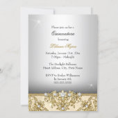 Gold Pearl Damask Quinceanera Invite (Back)