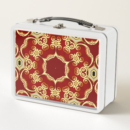 Gold pearl decorative frame illustration metal lunch box