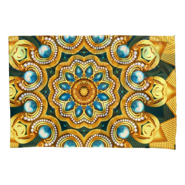 Gold Pearl Decorative Frame Illustration Pillow Case (Front)