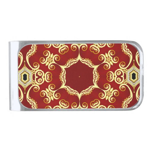 Gold pearl decorative frame illustration silver finish money clip