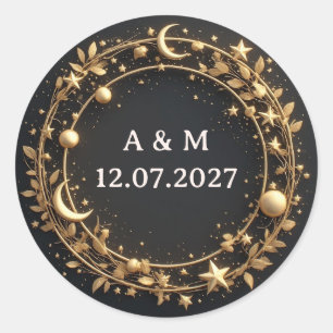 Gold Pearl Wreath Thank You Message Classic Round Sticker
