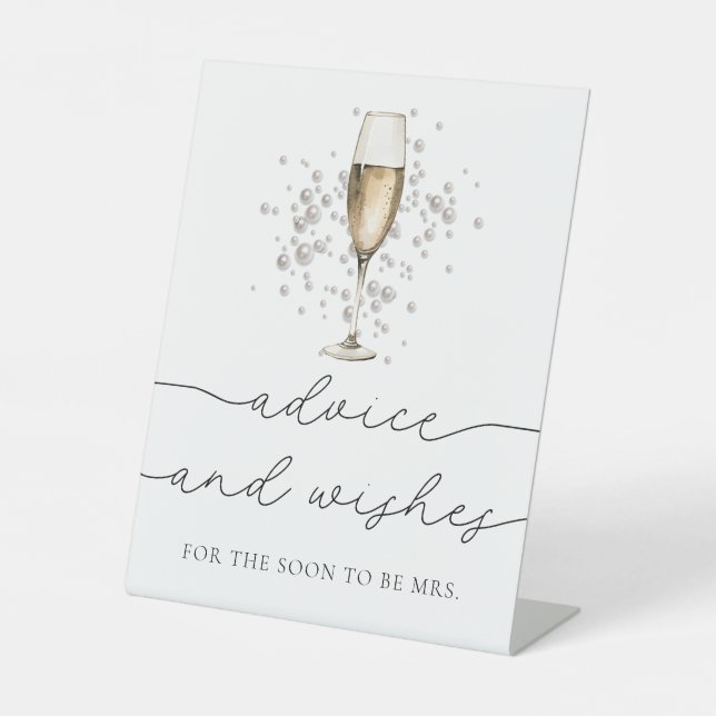 Gold Pearls and Prosecco Advice and Wishes Sign (Front)