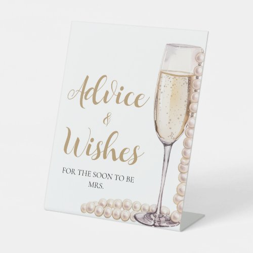 Gold Pearls and Prosecco Advice and Wishes Sign  