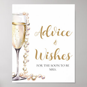 Gold Pearls and Prosecco Advice and Wishes Sign