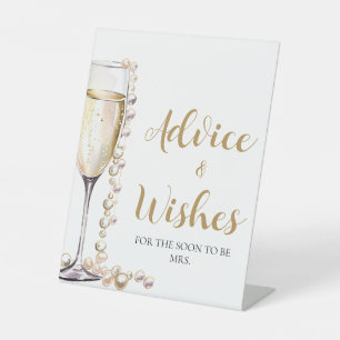 Gold Pearls and Prosecco Advice and Wishes Sign