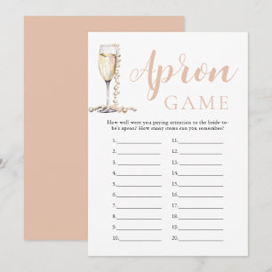 Gold Pearls and Prosecco Bridal Shower Apron Game Invitation