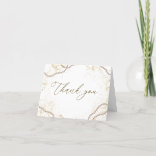 Gold Pearls and Prosecco Bridal Shower  Letterpress Thank You Card